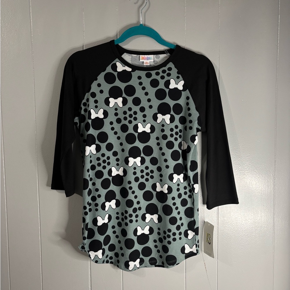 Black and Gray Polka Dot Raglan‎ Shirt